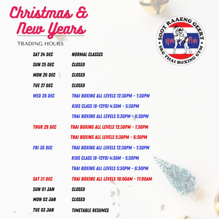 Christmas timetable
