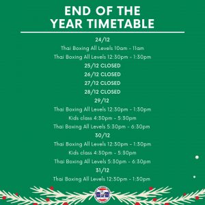 End of the year timetable End of the year timetable