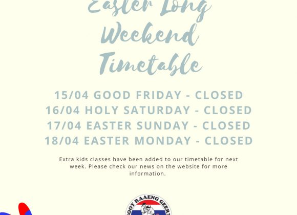 Easter Holiday + Next week timetable Easter Holiday + Next week timetable