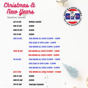 Christmas timetable