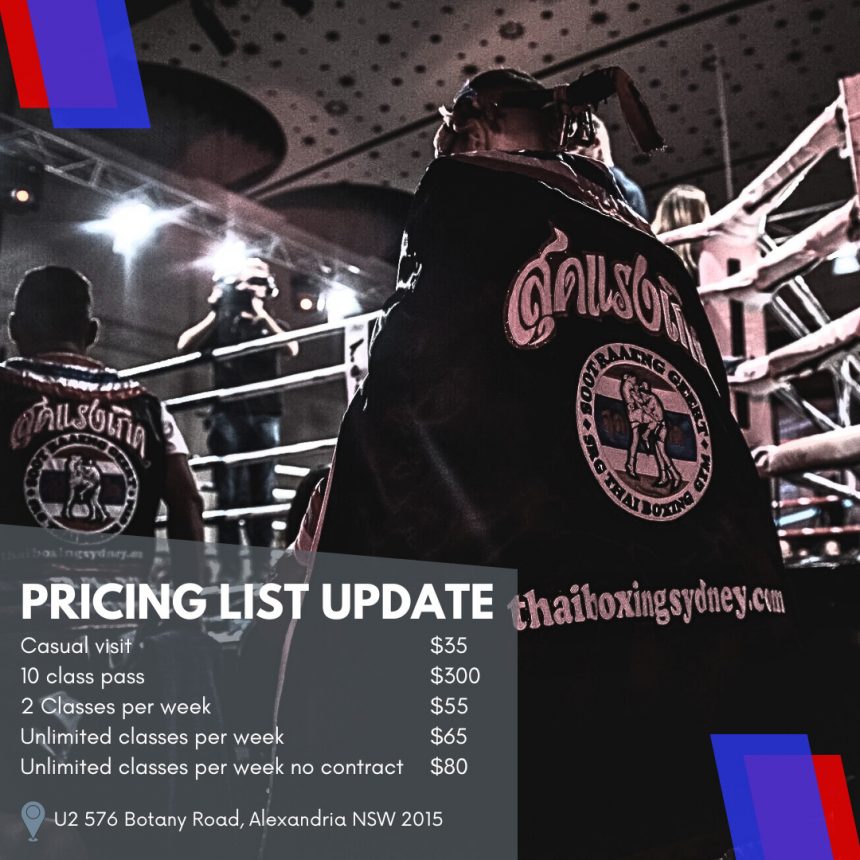 Membership price rise SRG Thai Boxing Gym